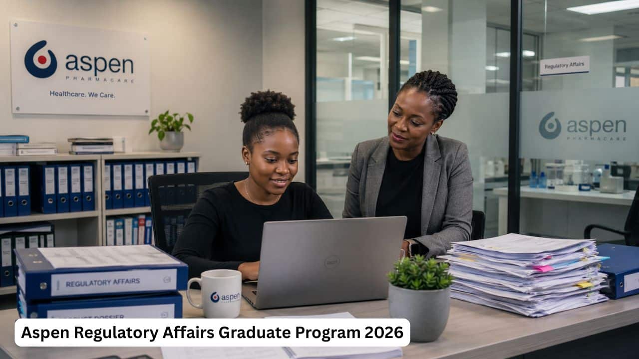 Young South African science graduate reviewing regulatory affairs documents during the Aspen graduate programme.