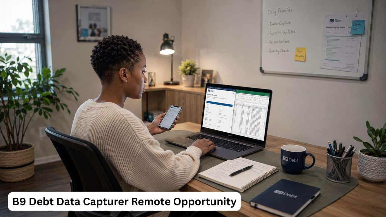 South African remote worker capturing data from home for the B9 Debt Data Capturer opportunity.