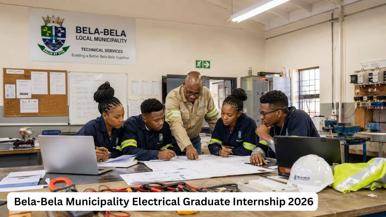 Young South African electrical graduates gaining energy efficiency project experience through the Bela-Bela Municipality internship