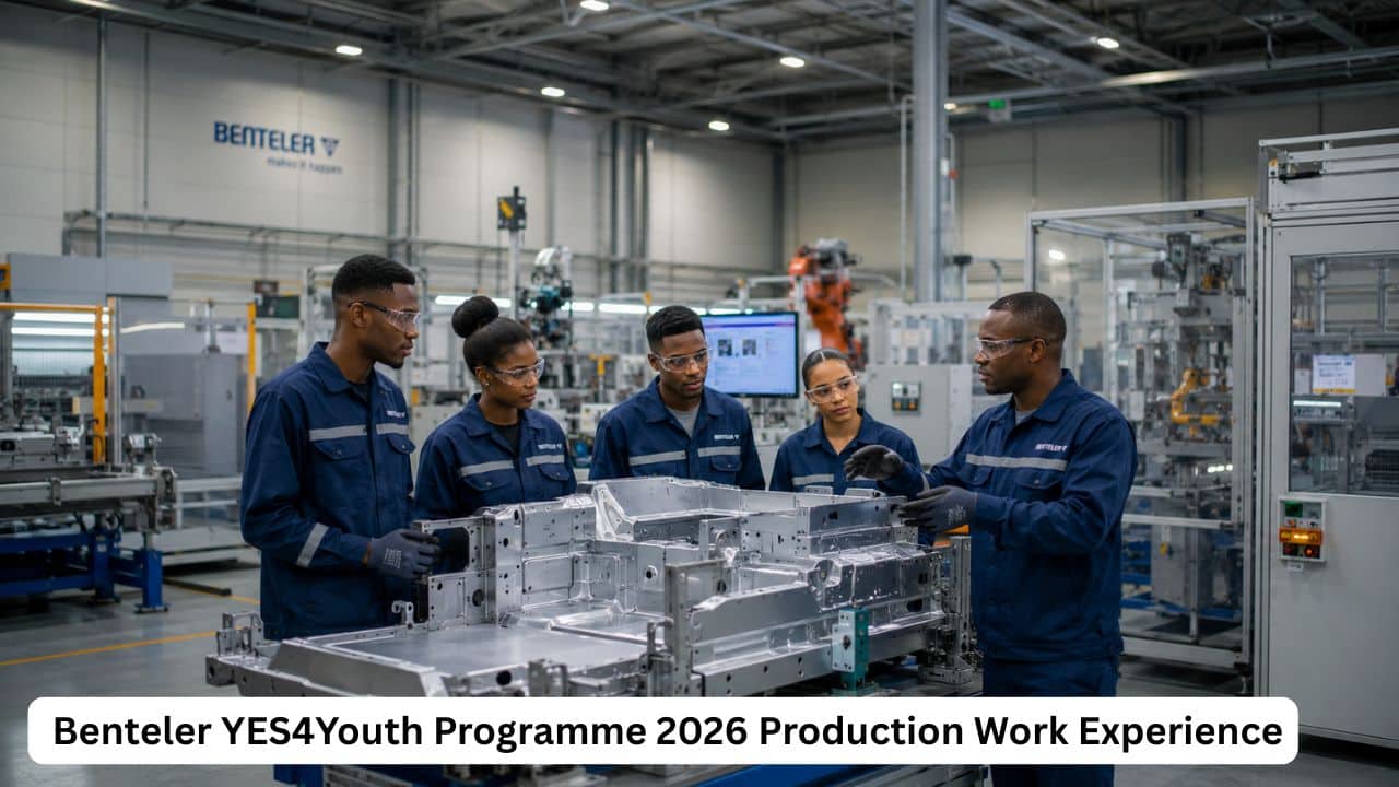 Young South African trainees gaining production work experience through the Benteler YES4Youth Programme 2026.