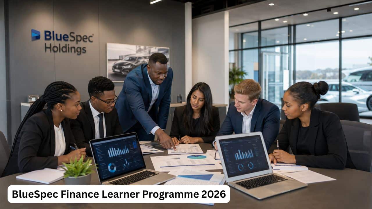 Young South African finance graduates reviewing spreadsheets during the BlueSpec Finance Learner Programme 2026.