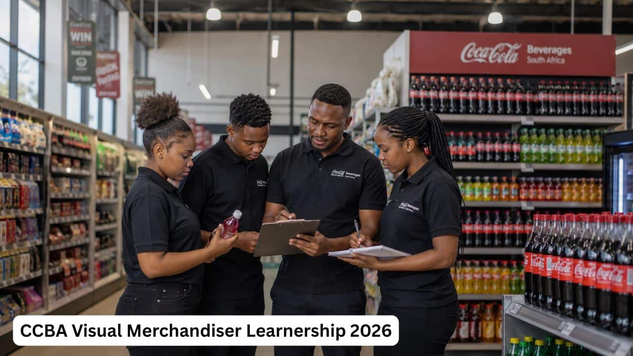 Young South African learners preparing for the CCBA Visual Merchandiser Learnership in a retail store