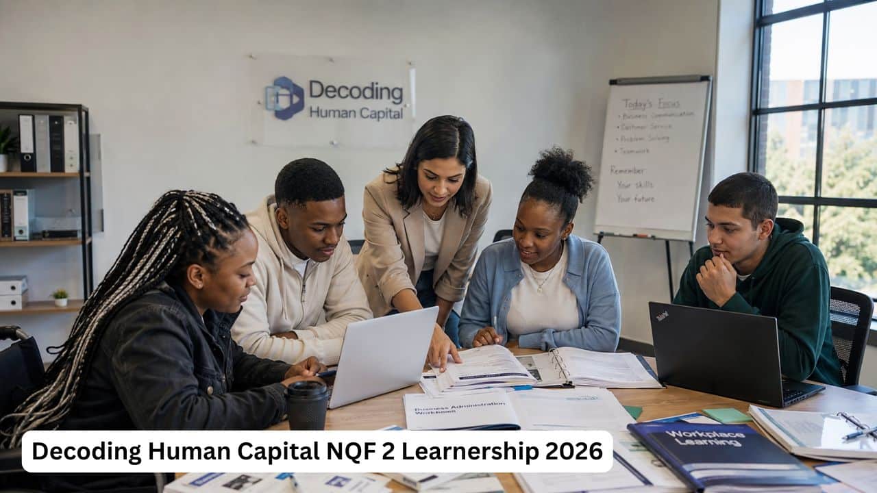 Young South African learners attending an inclusive business administration and entrepreneurship learnership training session.