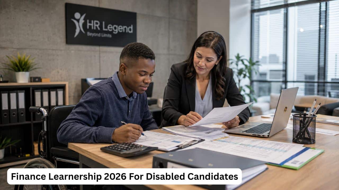 Young South African finance learner with a disability reviewing financial documents in an office