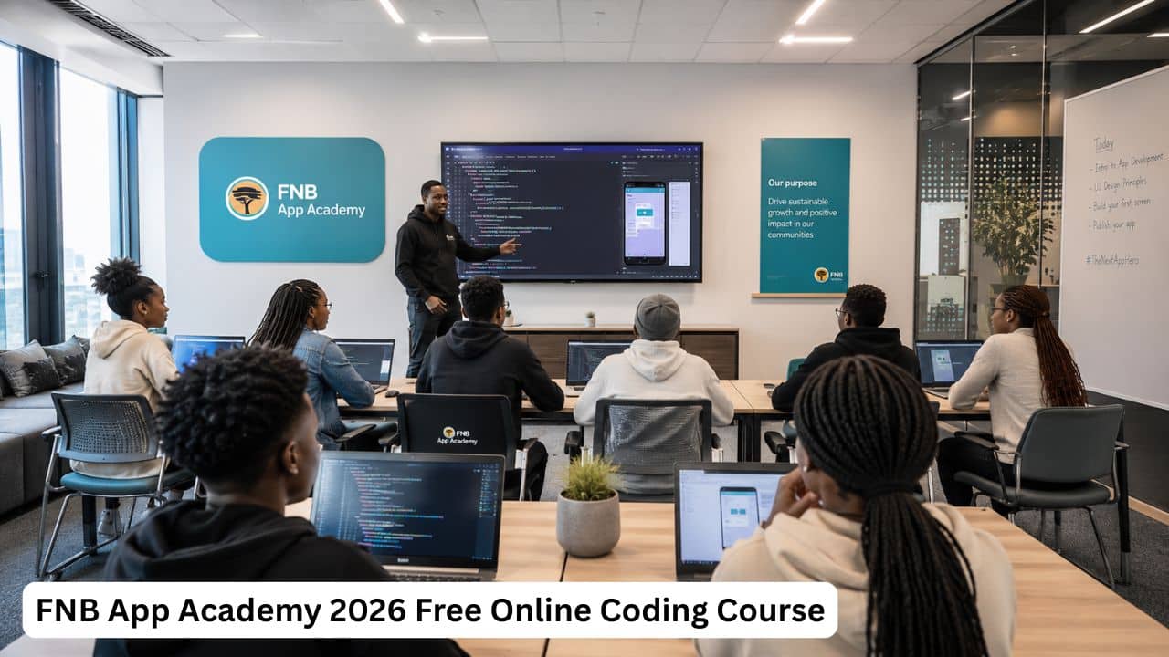 Young South African learners taking part in an online coding and app development programme through FNB App Academy.