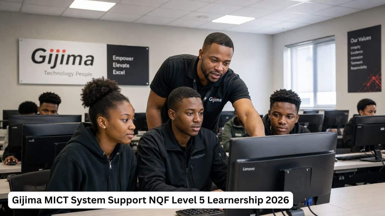 Young South African learners gaining IT system support skills in a computer training room