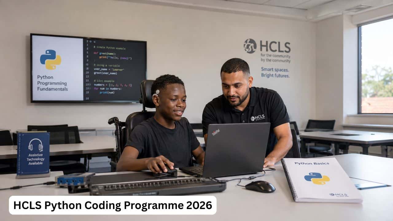 South African participant with a disability learning Python coding through the HCLS Python Coding Programme 2026.