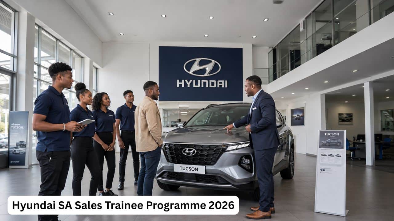 Young South African sales trainees gaining automotive showroom experience during a Hyundai SA Sales Trainee Programme.
