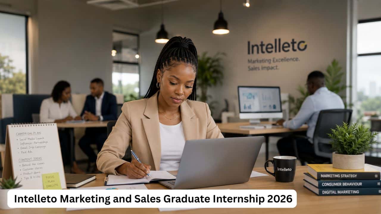 South African marketing and sales graduate gaining practical internship experience in a modern office.