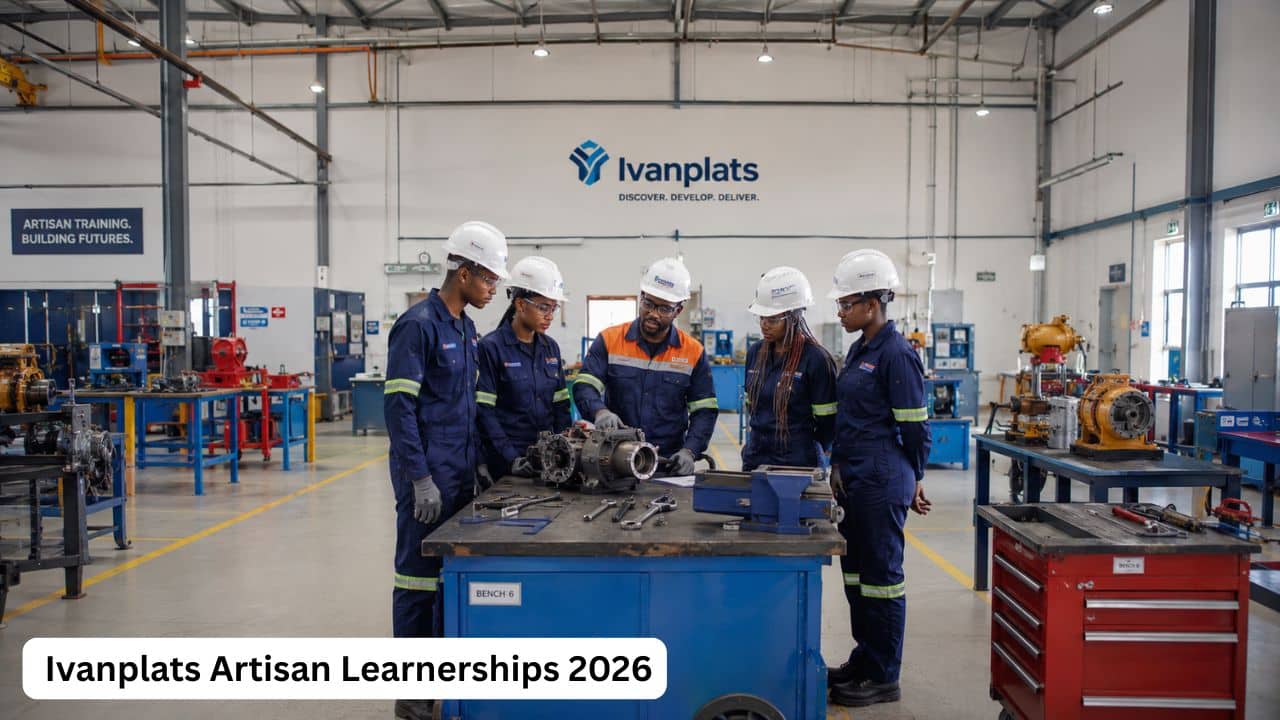 Young South African artisan learners receiving technical training during the Ivanplats Artisan Learnerships 2026.