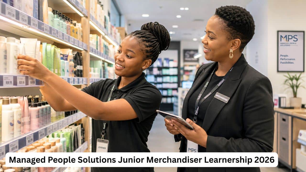 Young South African retail learner receiving merchandising training inside a modern store