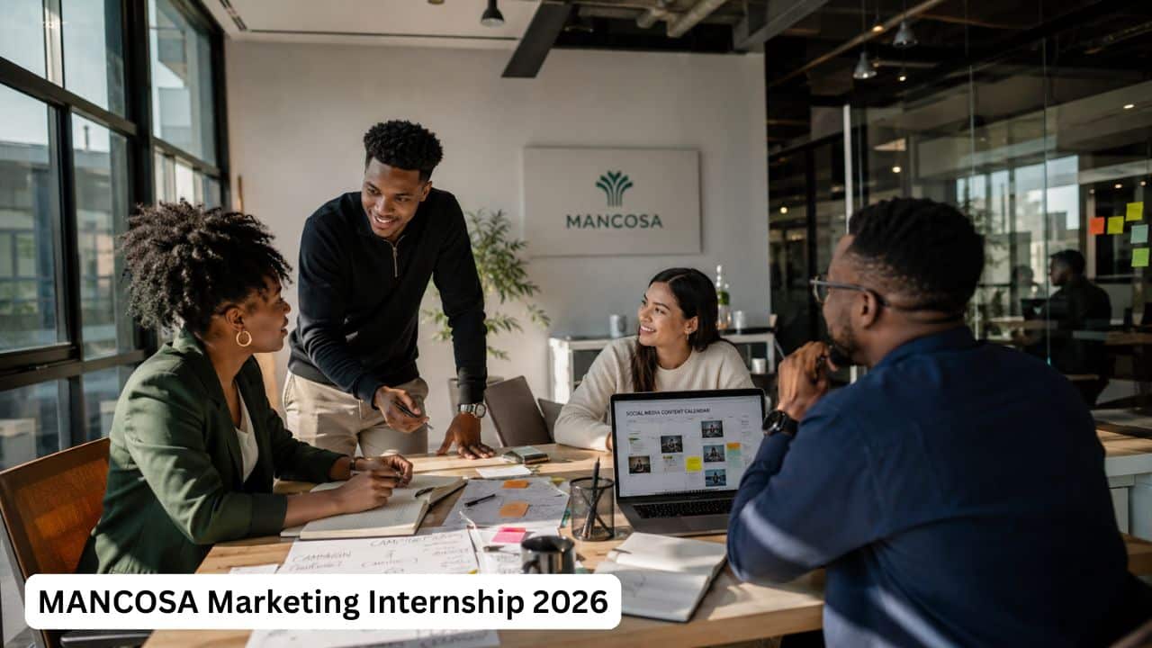 Young South African marketing intern working on digital campaign content for the MANCOSA Marketing Internship 2026