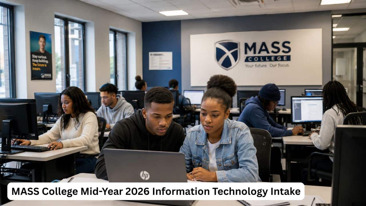 Young South African students studying Information Technology at MASS College for the Mid-Year 2026 intake.