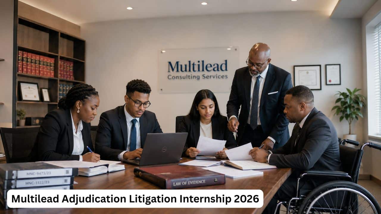 Young South African law graduates reviewing legal documents during a Multilead Adjudication Litigation Internship.
