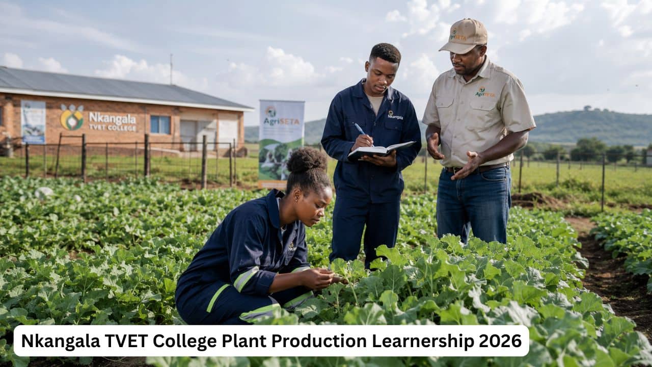 Young South African agriculture learners gaining plant production training through Nkangala TVET College.