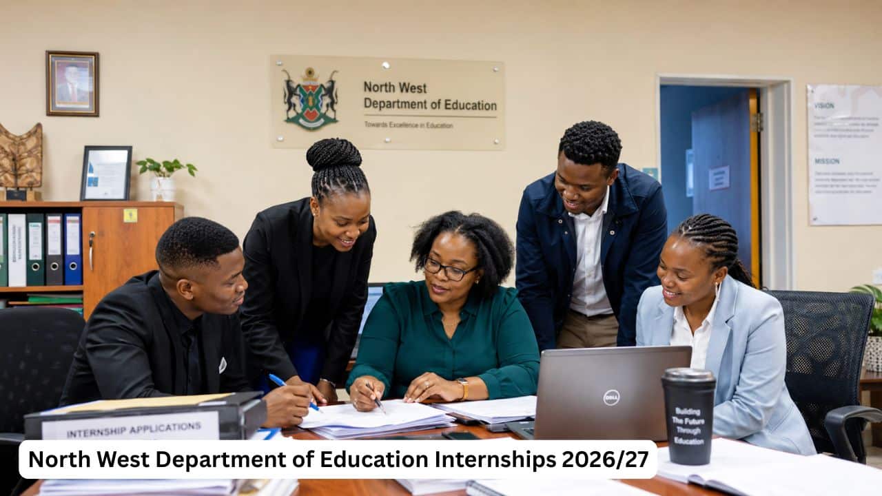 Young South African graduates and TVET students applying for North West Department of Education internships