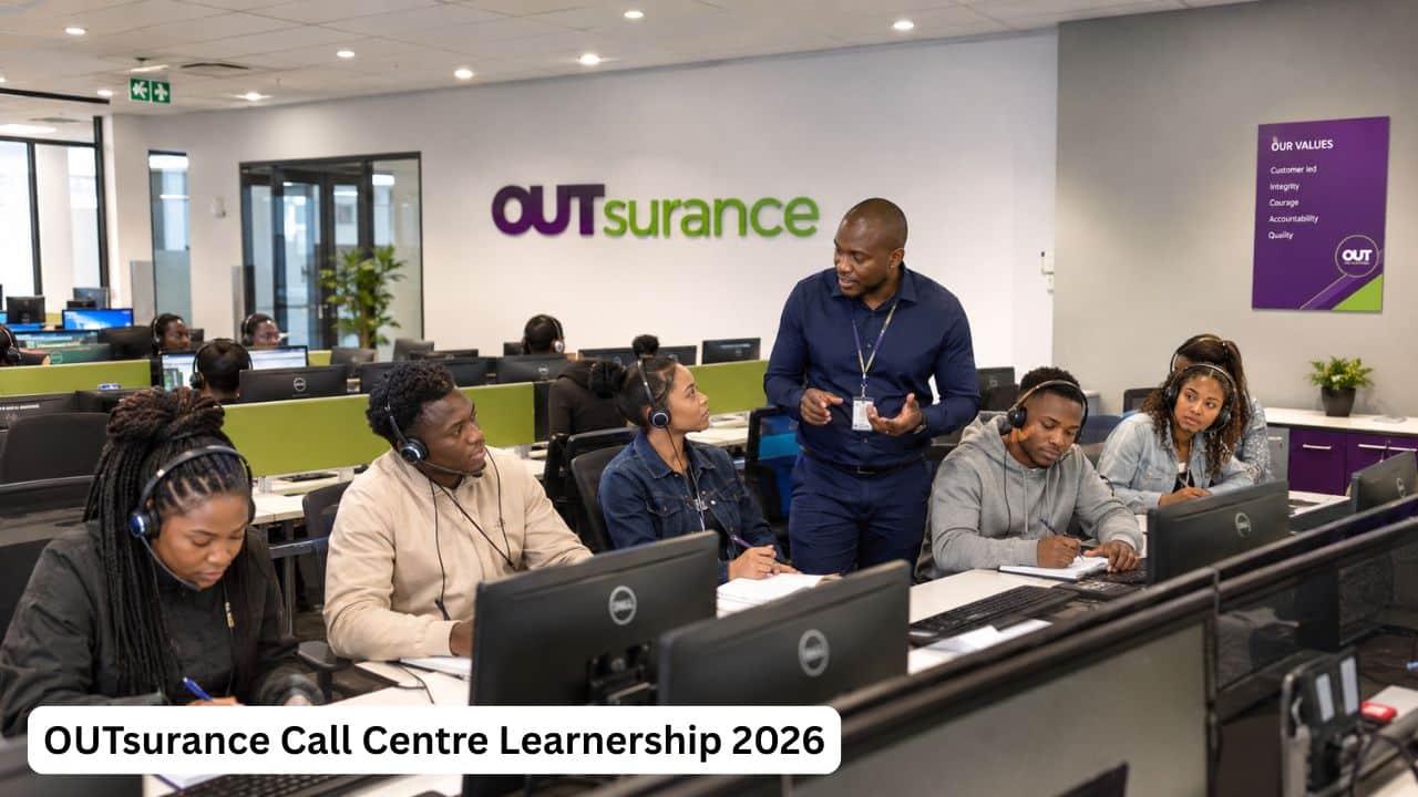 Young South African learners receiving call centre training during the OUTsurance learnership programme.