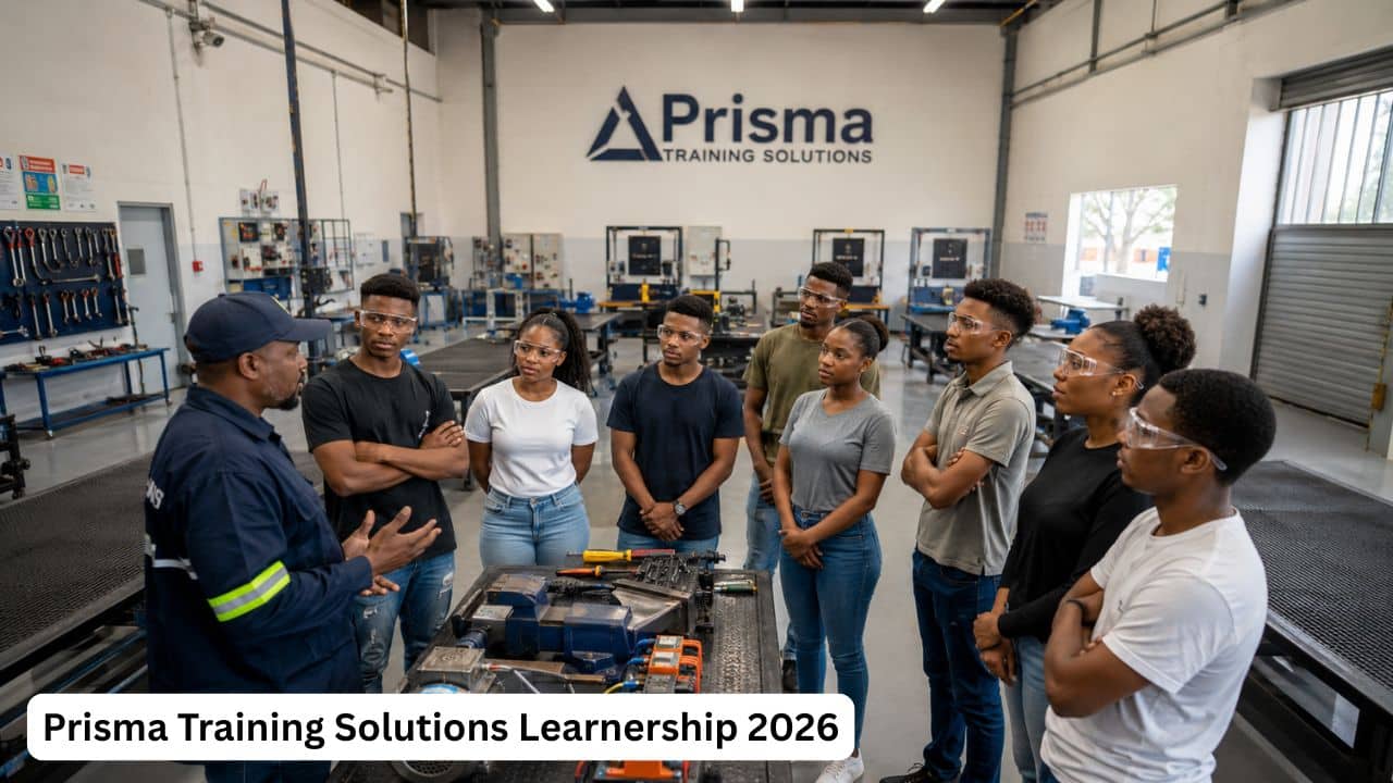 Young South African learners attending a Prisma Training Solutions technical learnership session.