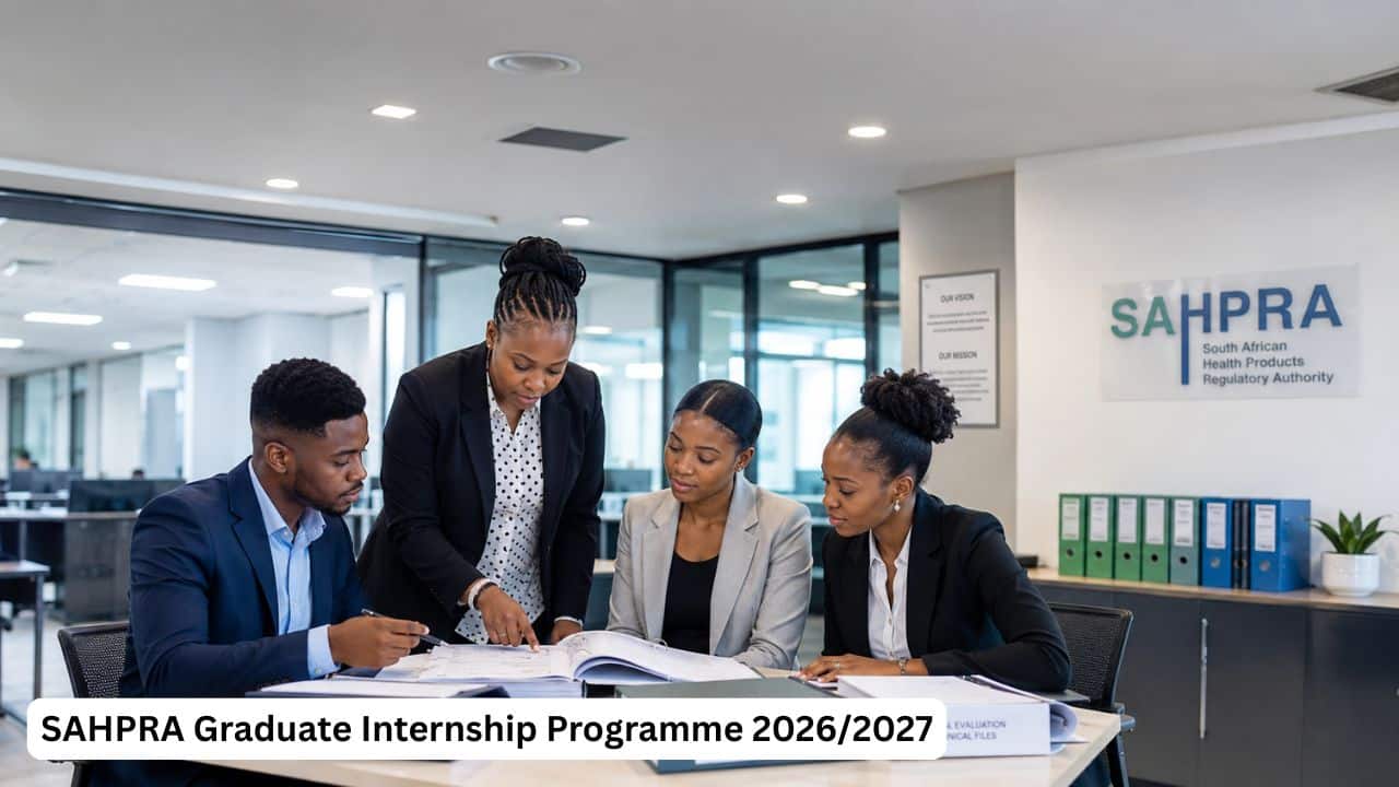 Young South African graduates in a SAHPRA regulatory office preparing for a health sciences internship programme