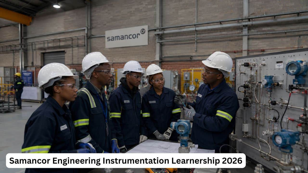 Young South African engineering learners gaining instrumentation training in a Samancor mining environment.