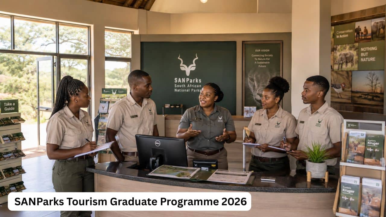 Young South African tourism graduates receiving practical workplace training through the SANParks Tourism Graduate Programme 2026.