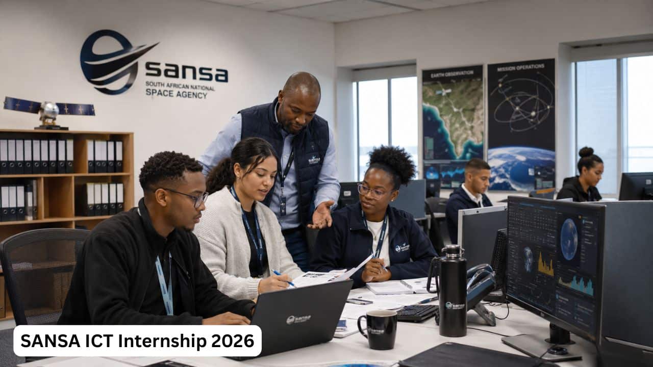 Young South African ICT graduates gaining workplace experience during a SANSA internship programme.
