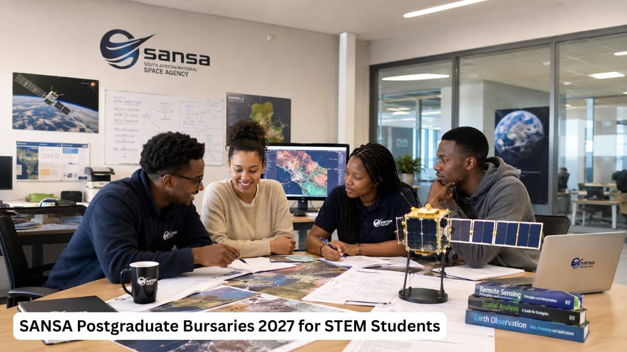 South African postgraduate STEM students working on satellite research for SANSA bursary studies