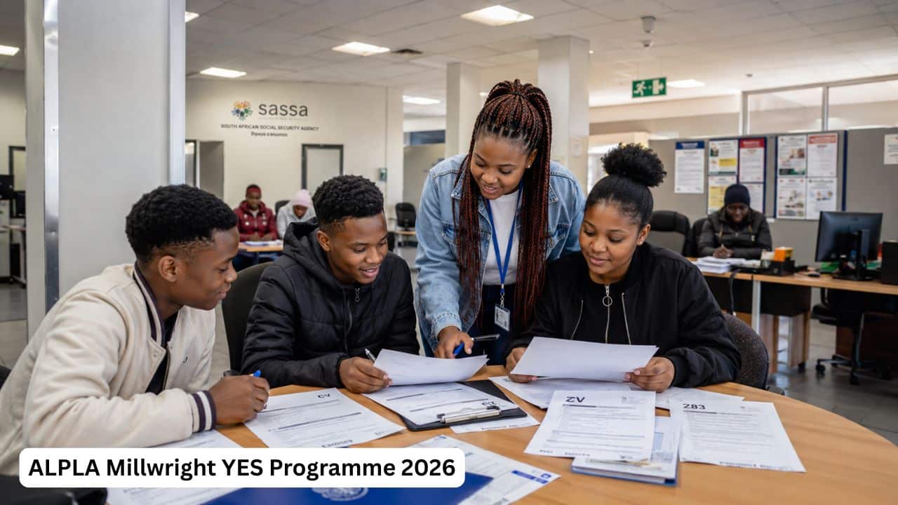 South African TVET learners preparing applications for the SASSA Work Integrated Learning Programme 2026