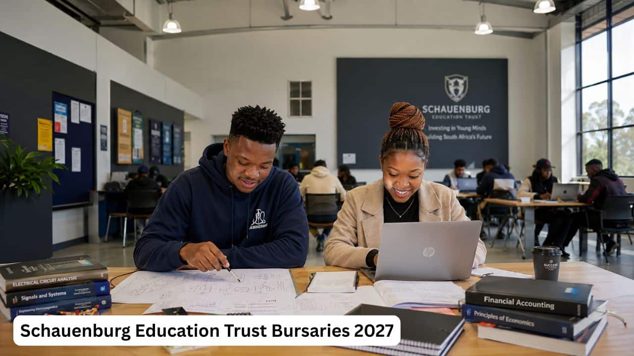 South African university students studying Electrical Engineering and BCom degrees with support from the Schauenburg Education Trust Bursaries 2027.