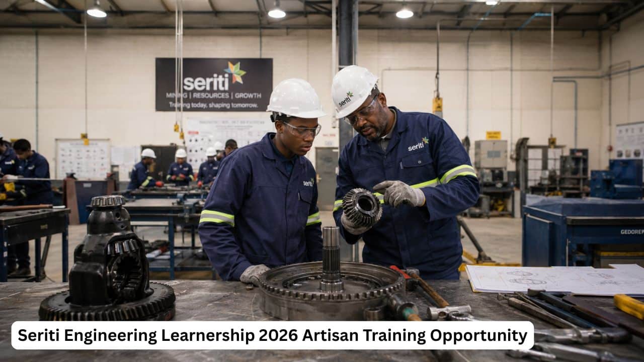 Young South African engineering learners receiving artisan training through the Seriti Engineering Learnership 2026.