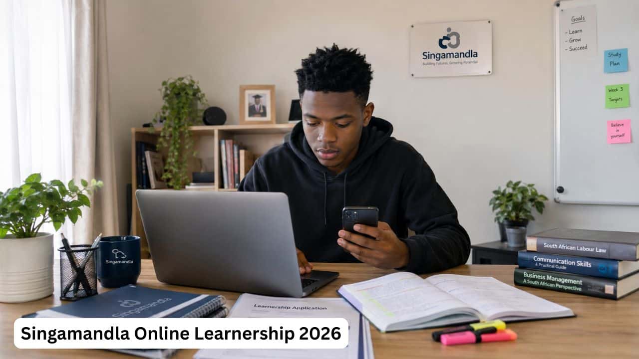 Young South African learner applying for the Singamandla Online Learnership 2026 from home