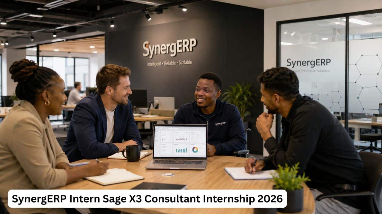 Young South African graduate intern working with ERP consultants during a SynergERP Sage X3 internship.