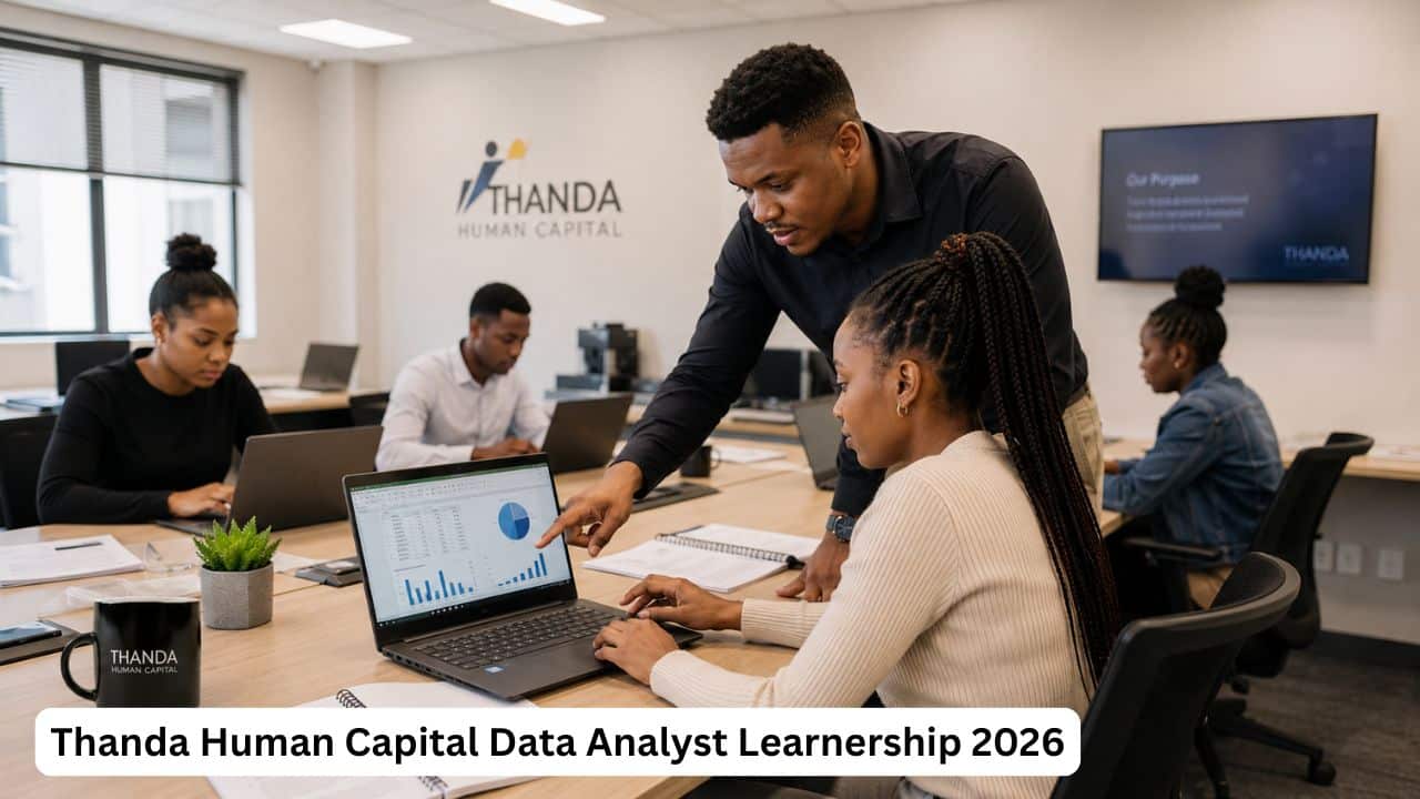 Young South African learner gaining data administration experience through the Thanda Human Capital Data Analyst Learnership 2026.
