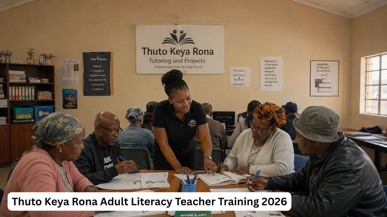 South African adult literacy teacher supporting adult learners through Thuto Keya Rona Adult Literacy Teacher Training 2026.