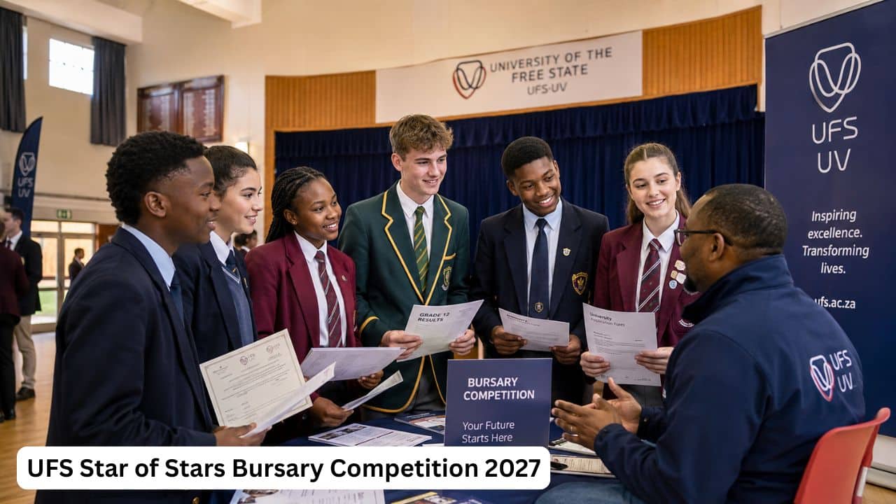 Free State Matric learners preparing documents for the UFS Star of Stars Bursary Competition 2027.