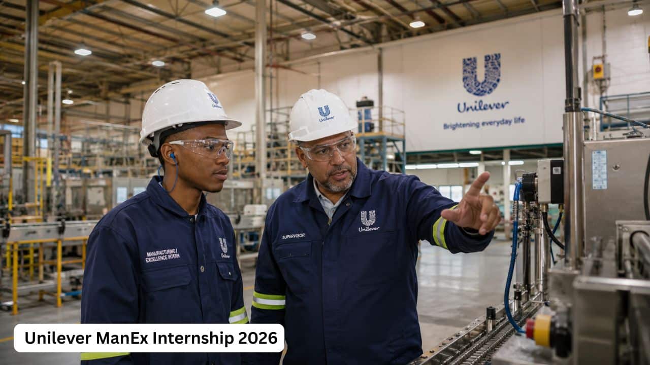 Young manufacturing excellence intern working with a supervisor inside a modern Unilever factory