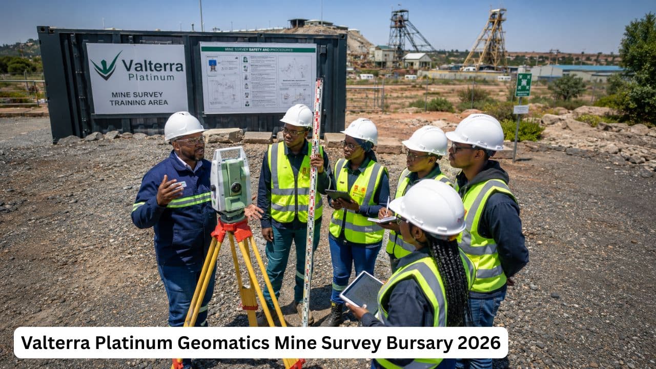 South African geomatics students receiving mine survey training for the Valterra Platinum bursary programme.