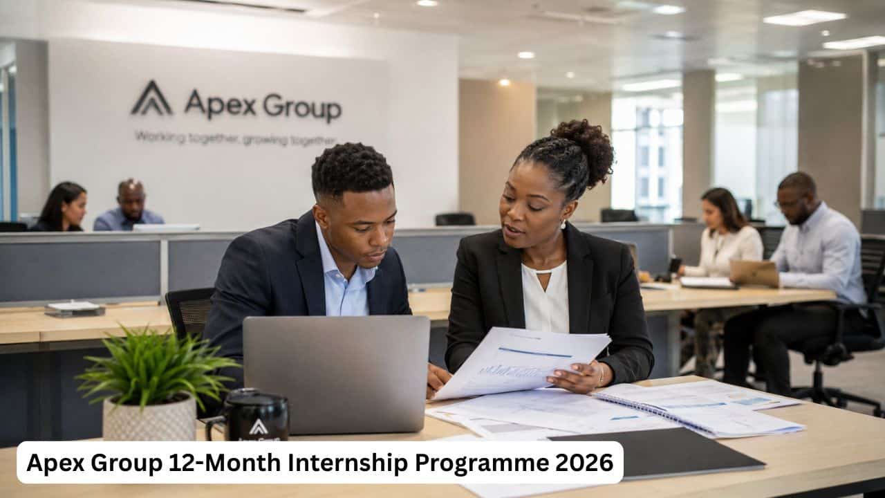 Young South African graduate gaining internship experience in a financial services office