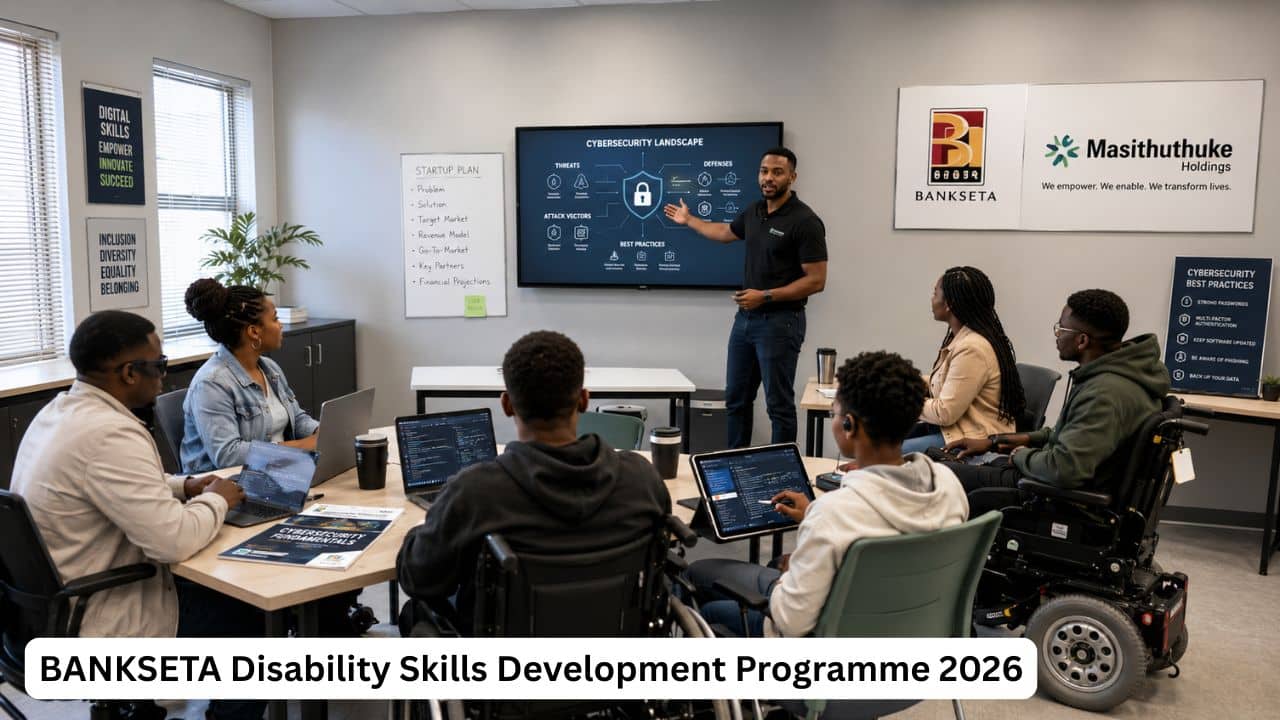 Young South African learners living with disabilities attending BANKSETA digital skills training