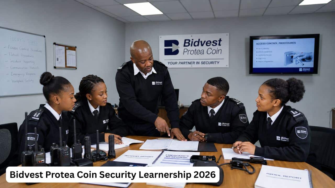 Young South African security learnership candidates receiving training at Bidvest Protea Coin
