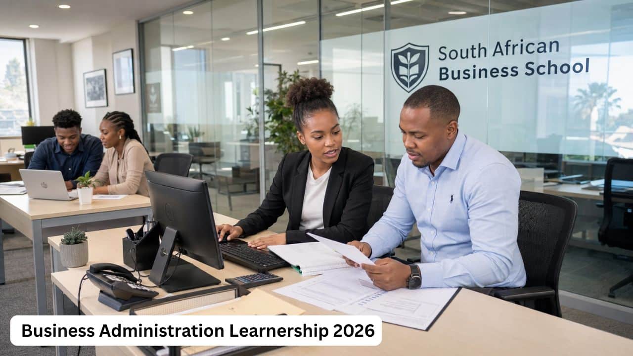 South African learner completing practical Business Administration NQF Level 2 workplace training in 2026