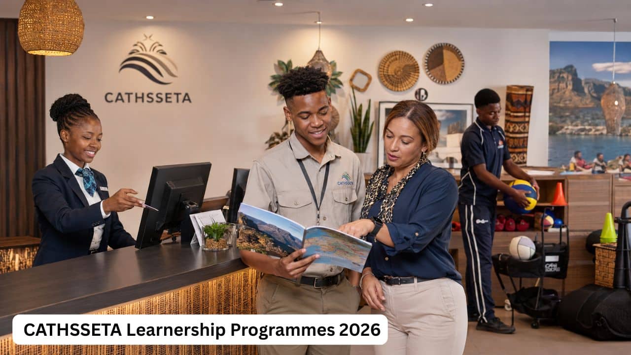 Young South African learners receiving practical tourism, hospitality, culture and sport training through CATHSSETA-supported programmes in 2026.