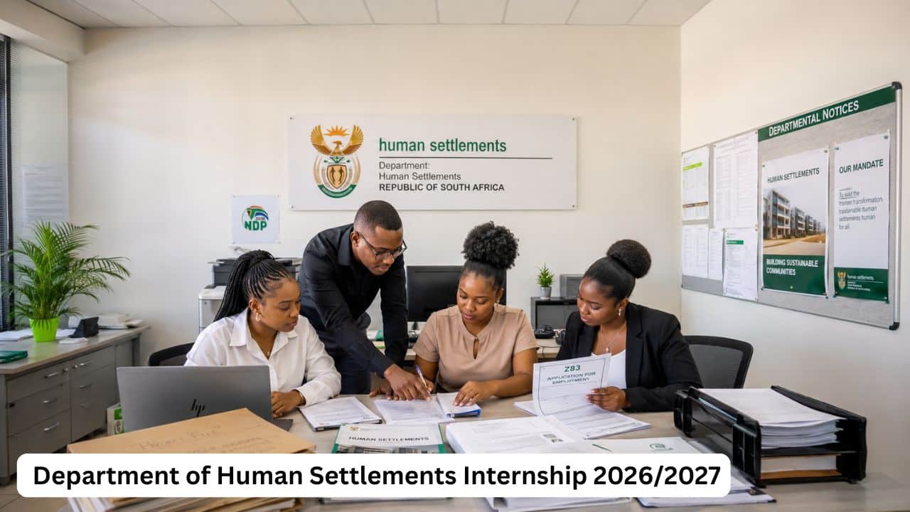 Young South African graduates receiving public service workplace guidance during the Department of Human Settlements Internship 2026/2027