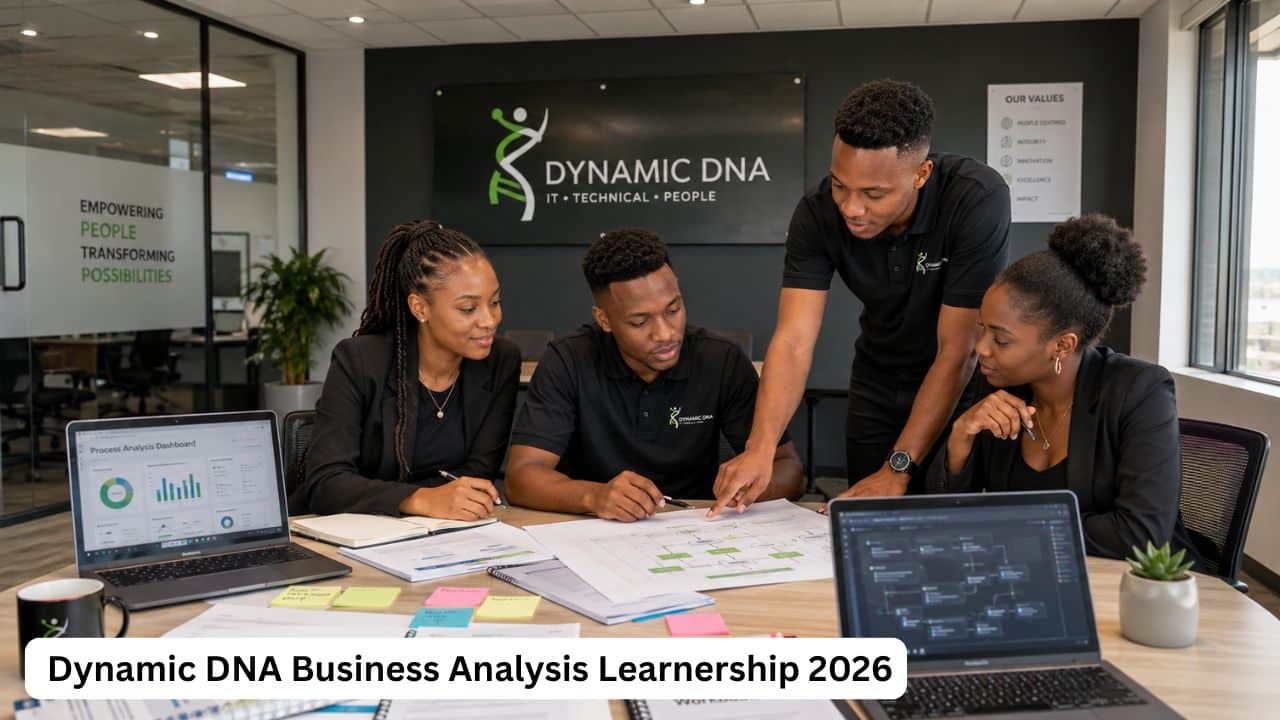 Young South African learners receiving Business Analysis training during the Dynamic DNA Learnership 2026