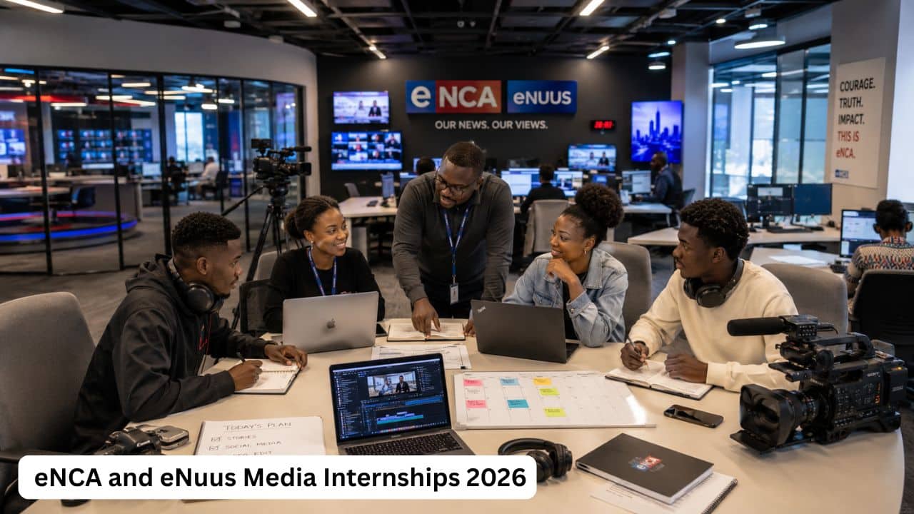 Young South African journalism internship candidates gaining newsroom and digital media production experience at eNCA and eNuus.
