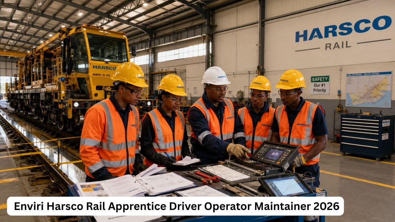 Young rail apprenticeship candidates receiving On-Track Machine maintenance training at a railway depot