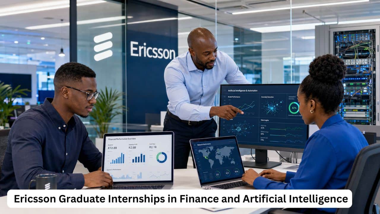 South African finance and technology graduates working on financial analysis, automation and artificial intelligence projects at Ericsson.