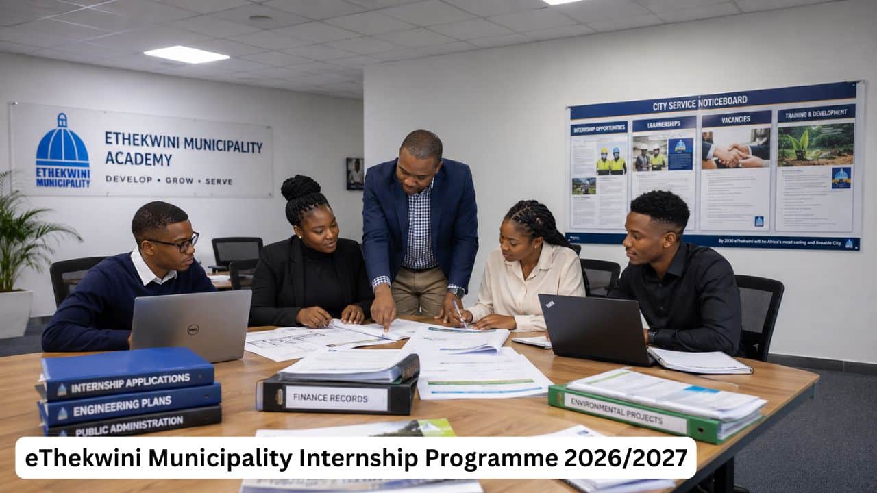 Young South African graduates receiving workplace guidance during the eThekwini Municipality Internship Programme 2026/2027