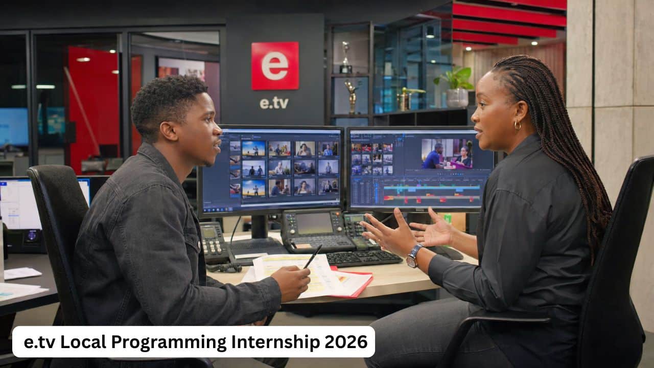 Young South African media graduate gaining Local Programming experience inside an e.tv television production office