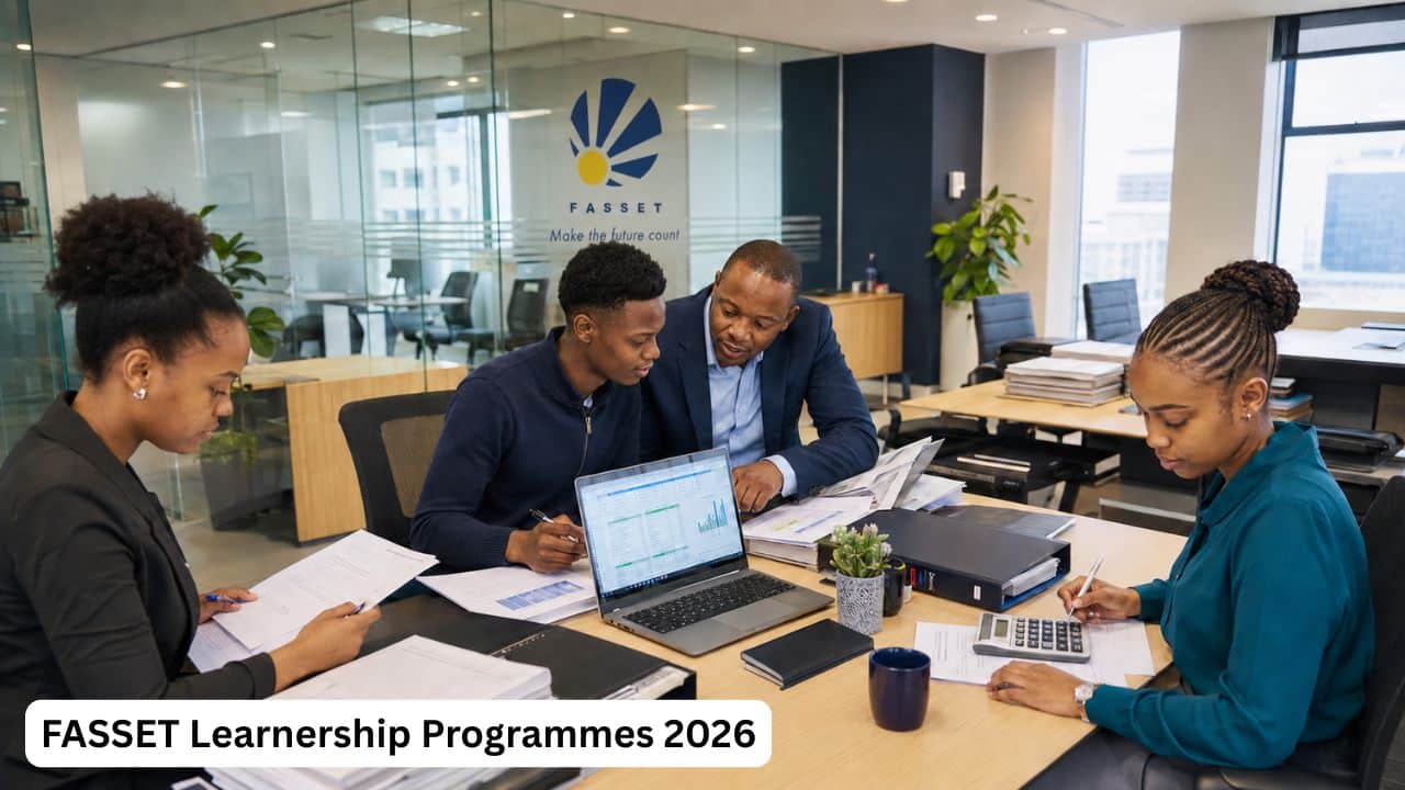 Young South African learners receiving practical finance, accounting, auditing and taxation training through FASSET learnership programmes.